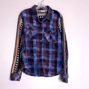 Hyde Park Collared Long Sleeve tie dye cotton southwest button down shirt XL